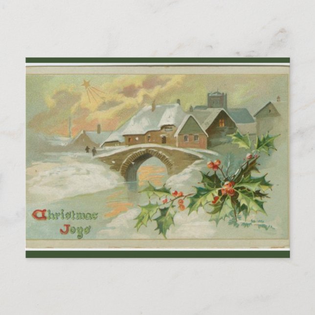 Vintage Christmas Joys Winter Szene Postkarte (Vorderseite)