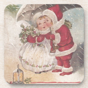 Vintage Christmas Kiss Untersetzer
