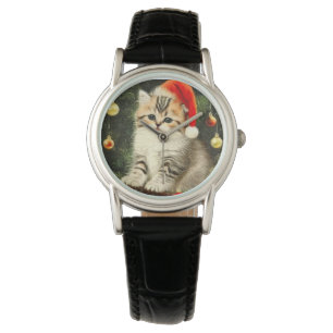Vintage Christmas Kitten Armbanduhr