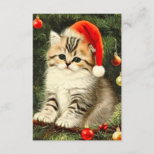 Vintage Christmas Kitten Begleitkarte