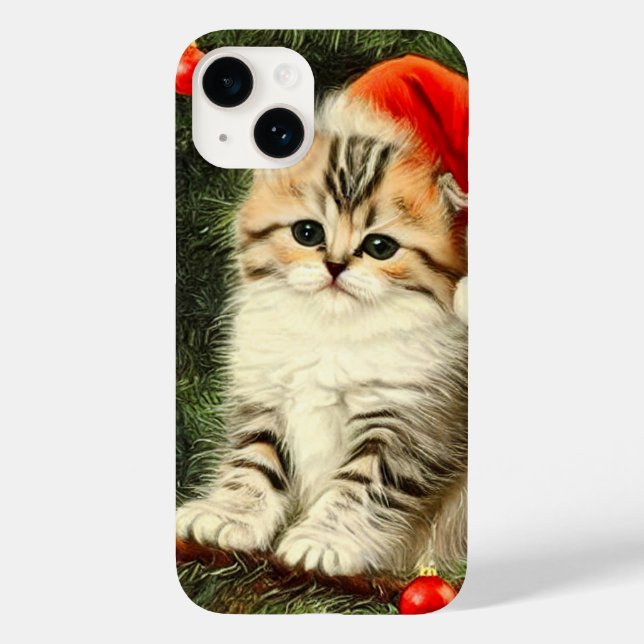 Vintage Christmas Kitten Case-Mate iPhone Hülle (Rückseite)