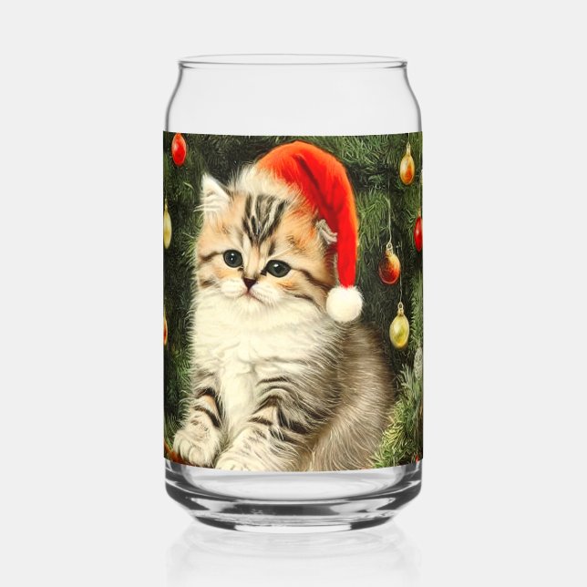 Vintage Christmas Kitten Dosenglas (Vorderseite)