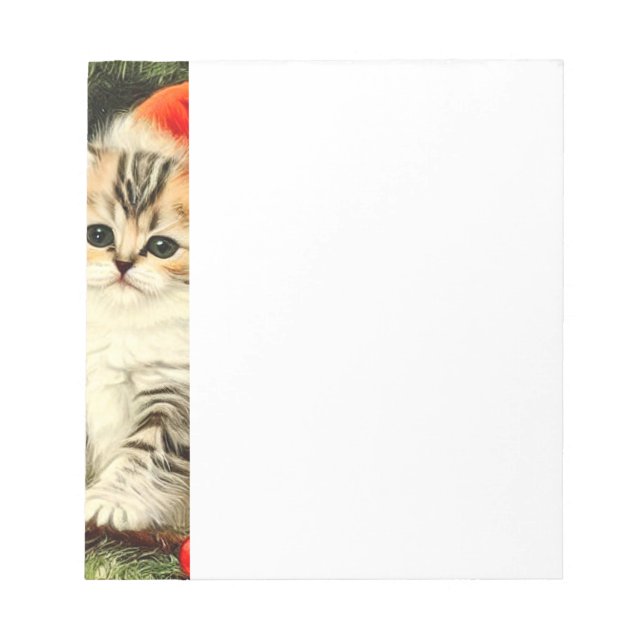 Vintage Christmas Kitten Notizblock (Vorderseite)