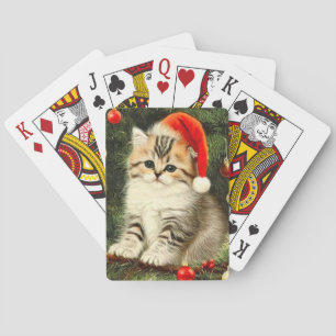 Vintage Christmas Kitten Spielkarten