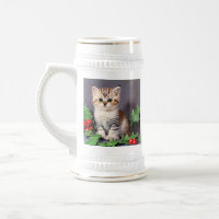 Vintage Christmas Kitten und Holly