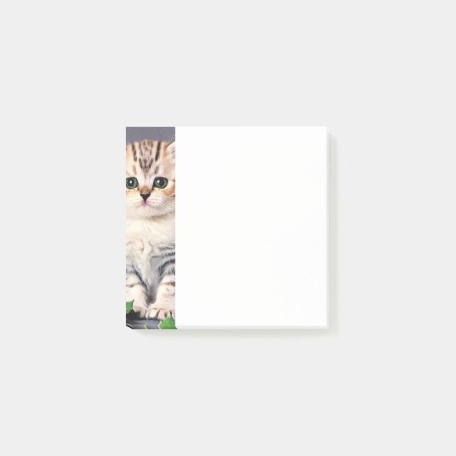 Vintage Christmas Kitten und Holly Post-it Klebezettel (Vorderseite)