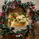 Vintage Christmas Kittens sleeping with Berries Feiertagspostkarte<br><div class="desc">This Old Photo shows three sleeping Kitties in a basket,  framed up by Sprigs of Holly -  Nice to use for your  Holiday Cards. "</div>