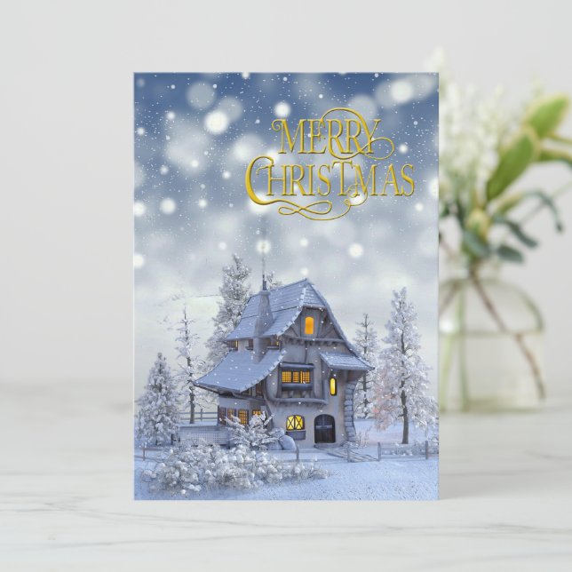 Vintage Christmas Memories image plus Your Photo (Stehend Vorderseite)