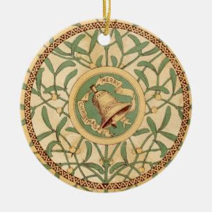 Vintage Christmas Mistletoe Keramik Ornament