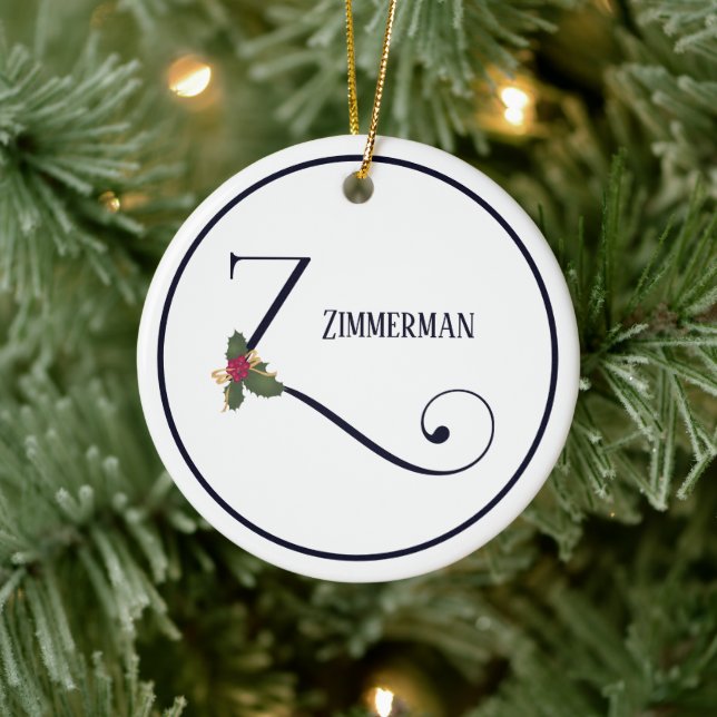 Vintage Christmas Monogram Initial Z Keramik Ornament (Baum)