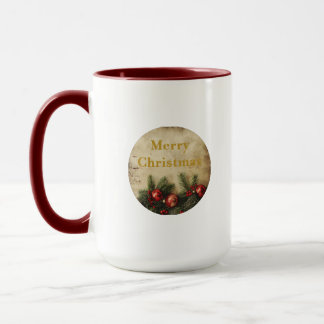 Vintage Christmas Mug – Classic Red & Green Cup Tasse
