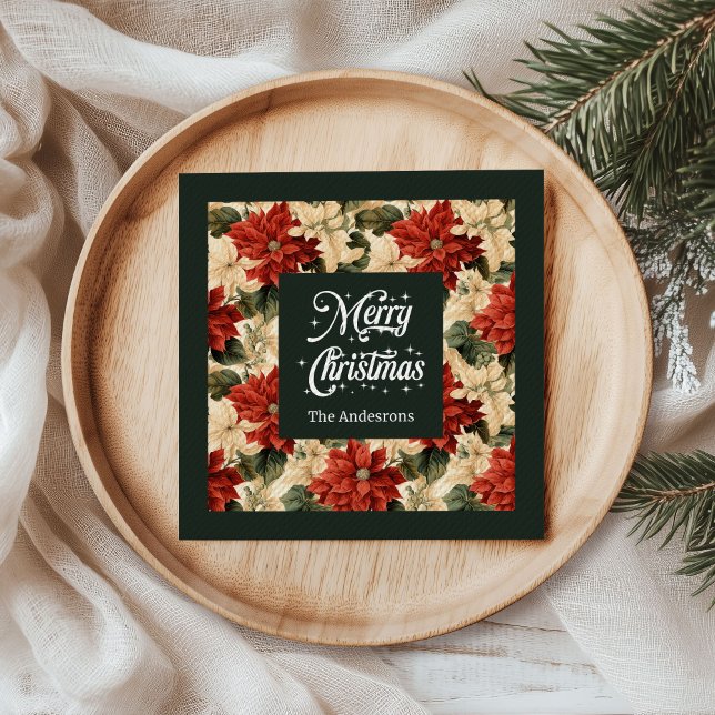 Vintage Christmas Napkins Serviette (Vintage Christmas Napkins Watercolor Elegance)