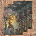 Vintage Christmas Nativity with Visiting Magi Geschenkpapier Set<br><div class="desc">Vintage illustration religious Christmas holiday image featuring a nativity family scene. A Christian religion design with the three wise men visiting Mary and Joseph with the baby Jesus Christ in the manger in Bethlehem.</div>