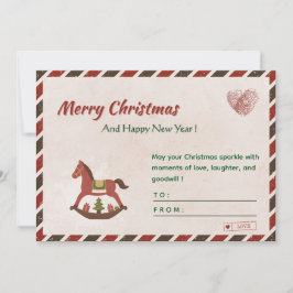 🎄🌸Vintage Christmas & New Year Card with Horse Feiertagskarte