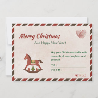 🎄🌸Vintage Christmas & New Year Card with Horse Feiertagskarte