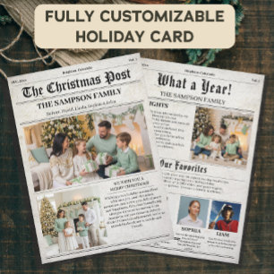 Vintage Christmas Newspaper Foto Newsletter Feiertagskarte