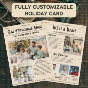 Vintage Christmas Newspaper Foto Newsletter Feiertagskarte