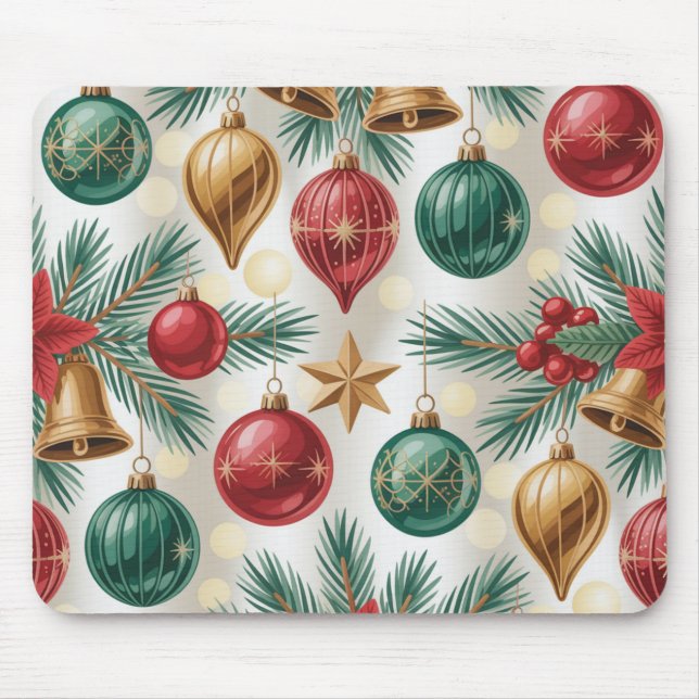 Vintage Christmas Ornaments and Pine  Mousepad (Vorne)