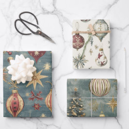 Vintage Christmas Ornaments Geschenkpapier Set