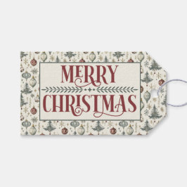 Vintage Christmas Ornaments on Cream Geschenkanhänger