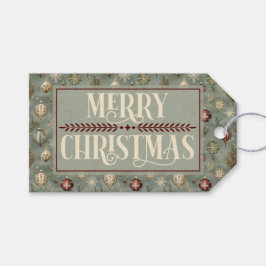 Vintage Christmas Ornaments on Sage Geschenkanhänger
