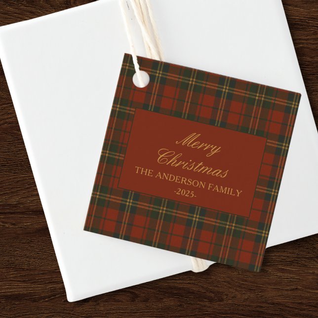 Vintage Christmas Party Plaid Classic Timeless Geschenkanhänger (Von Creator hochgeladen)