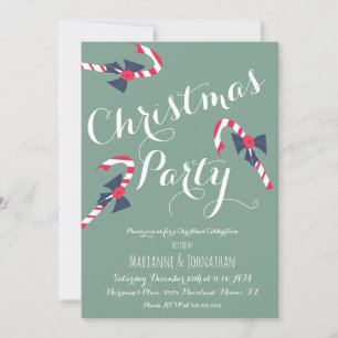 Vintage Christmas Party Script Candy Cane Einladung