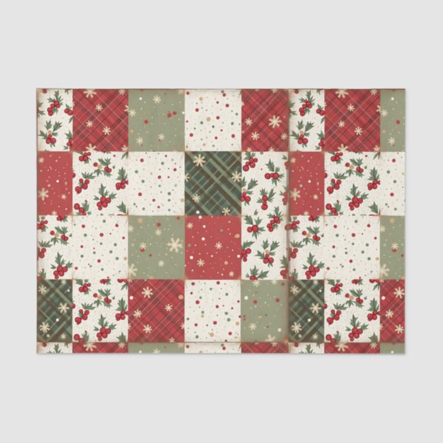 Vintage Christmas Patchwork Seidenpapier (Vorderseite)