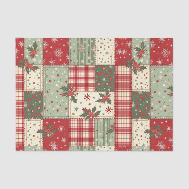 Vintage Christmas Patchwork Seidenpapier (Vorderseite)