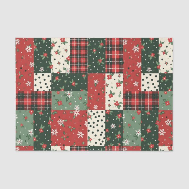 Vintage Christmas Patchwork Seidenpapier (Vorderseite)