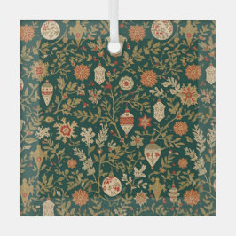 Vintage Christmas Pattern - Glass Ornament 