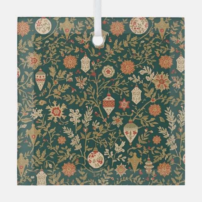 Vintage Christmas Pattern - Glass Ornament  (Vorderseite)