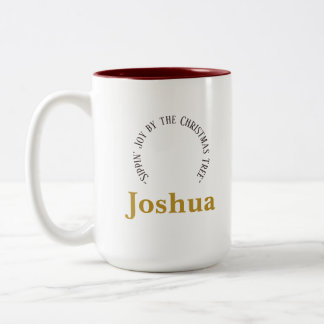 Vintage Christmas Personalized Name Mug | Modern Zweifarbige Tasse