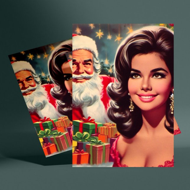 Vintage Christmas Pin-up Postkarte (Von Creator hochgeladen)