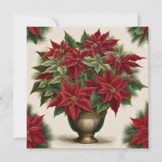 Vintage Christmas Poinsettia Bouquet Feiertagskarte