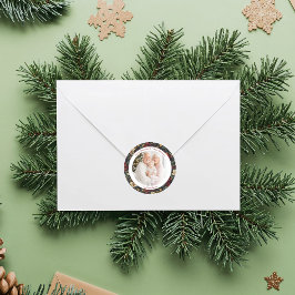 Vintage Christmas Poinsettias Runder Aufkleber