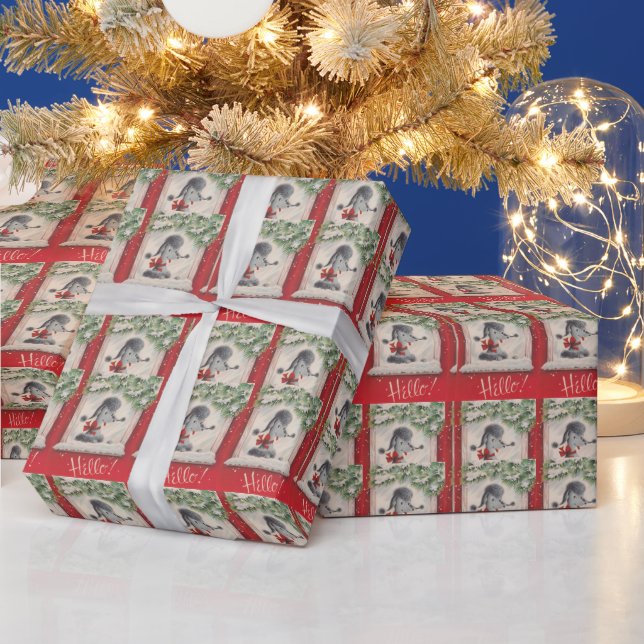 Vintage Christmas Poodle Geschenkpapier (Feiertage)