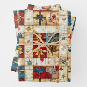 Vintage Christmas Quilt Geschenkpapier Set