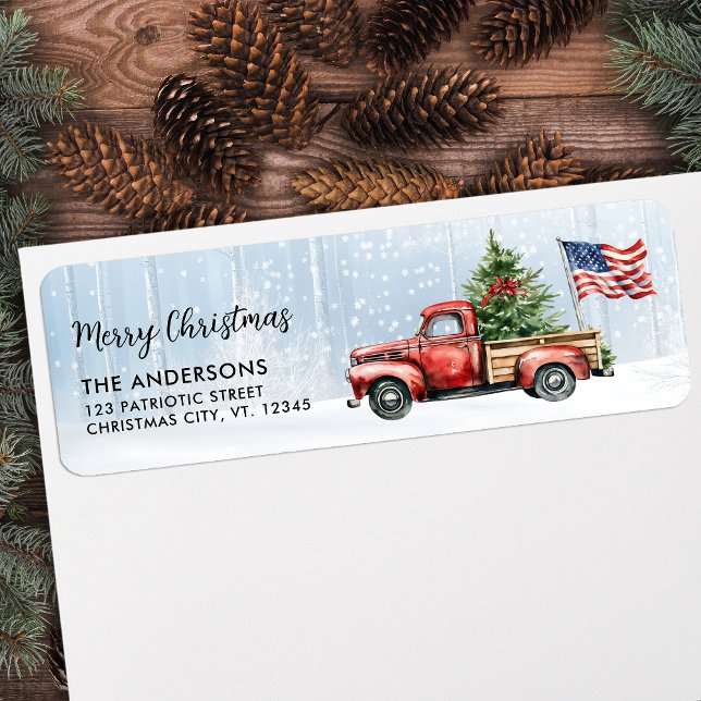 Vintage Christmas Red Truck Patriotic USA Flag (Von Creator hochgeladen)