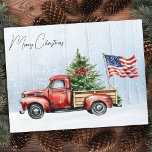Vintage Christmas Red Truck Patriotic USA Flag Postkarte<br><div class="desc">Vintage Red Truck Weihnachtskarten feiern die Ferien mit Patriotic Charm Freude und feierlichen Beifall in dieser Urlaubssaison mit unseren Vintagen Red Truck Weihnachtskarten. Diese Karten spiegeln perfekt den Geist eines rustikalen Winterwunderlandes wider und bestechen durch einen hübschen roten LKW, der mit einem Weihnachtsbaum im Hintergrund geschmückt ist, mit Set vor...</div>