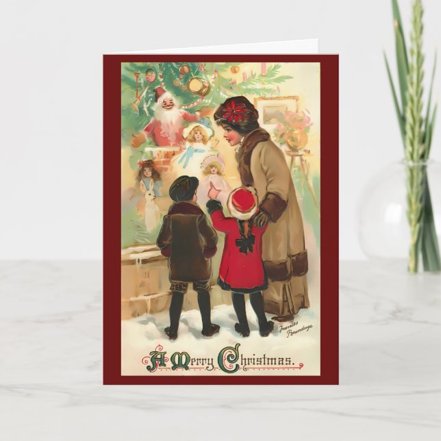 Vintage Christmas Retro Custom Message Karte (Vorderseite)
