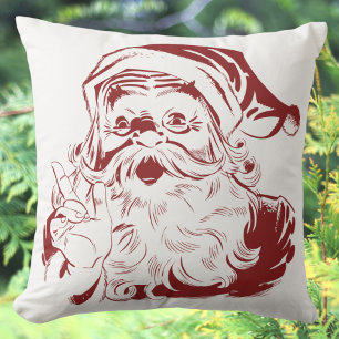 Vintage Christmas, Retro Jolly Santa Claus in Red Kissen