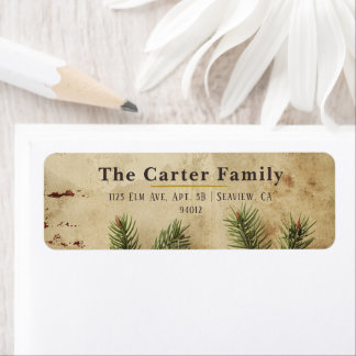 Vintage Christmas Return Address Label | Rustic