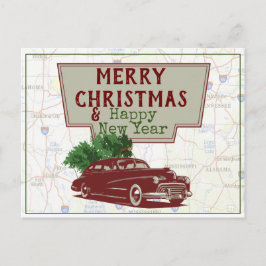 Vintage Christmas Road Trip Postkarte