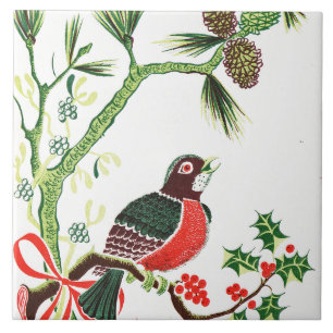 Vintage Christmas Robin Fliese
