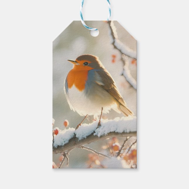Vintage Christmas Robin Geschenkanhänger (Vorderseite)