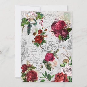 Vintage Christmas Rose Joyeux Weihnachten Ephemera