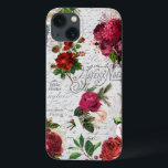 Vintage Christmas Rose Joyeux Weihnachten Ephemera Case-Mate iPhone Hülle<br><div class="desc">Elegante und detailreiche Weihnachtsblumenkomposition mit Typografie des "Joyeux Weihnachtens",  handgeschriebener Schrift,  Portragrafie,  Heilige,  Misteloe und tiefrote und Elfenbein-Rose auf uralter Pergamentbasis.</div>