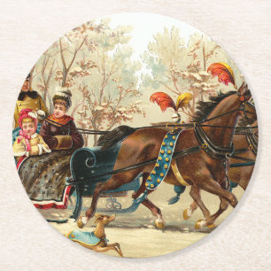 Vintage Christmas Runder Pappuntersetzer