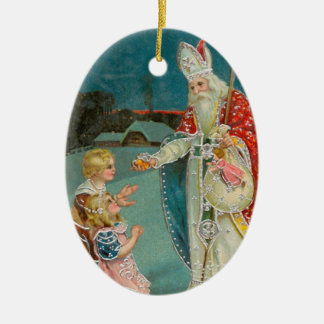 Vintage Christmas Saint Nicholas Keramik Ornament